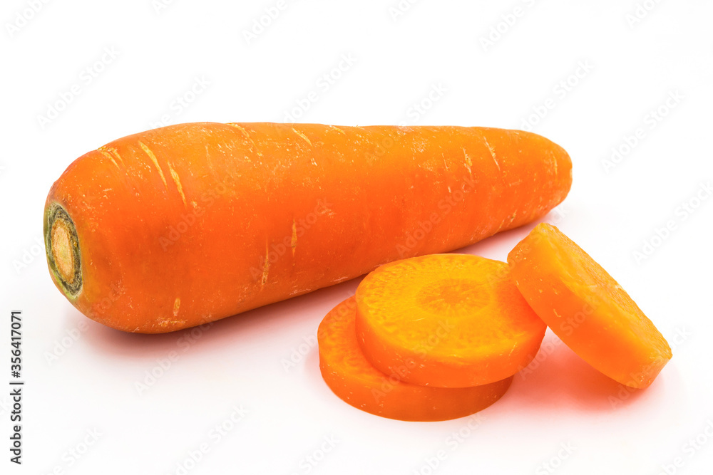Fresh carrot with sliced isolated on white background Fresh carrot with sliced isolated on white background