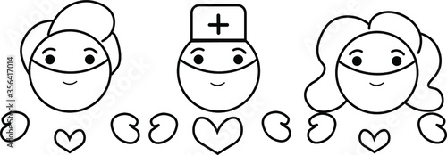 Doctor is a hero. thanks to the doctor and the nurse you are the best. from health workers with love. The fight against viruses Covid-19. 2020 year. Isolated vector illustration. black and white. a he