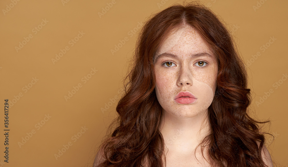 Beautiful young girl unusual Makeup Face Skin Care. Lifting Procedure. Cosmetology Salon. Cosmetology Face Massage. Spa Closeup. Fashion Art Freckles Beautiful young girl unusual Makeup Face Skin Care. Lifting Procedure. Cosmetology Salon. Cosmetology Face Massage. Spa Closeup. Fashion Art Freckles
