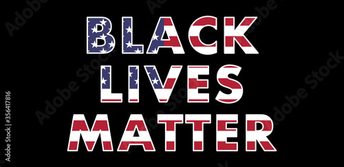 words black lives matter against black background with overlay of american flag