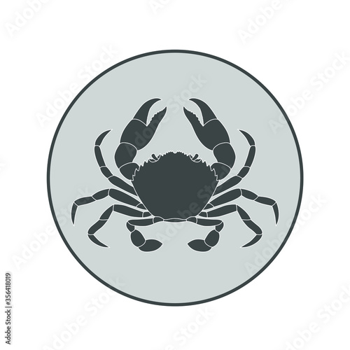 Crab graphic icon. Sea crab sign in the circle isolated on white background. Vector illustration