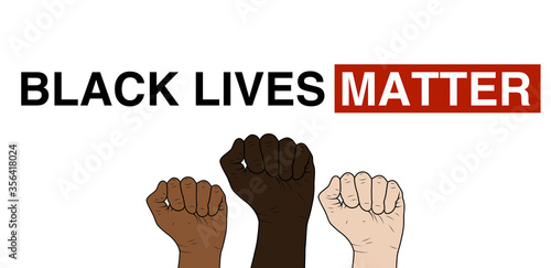 words black lives matter fist of different colored skin