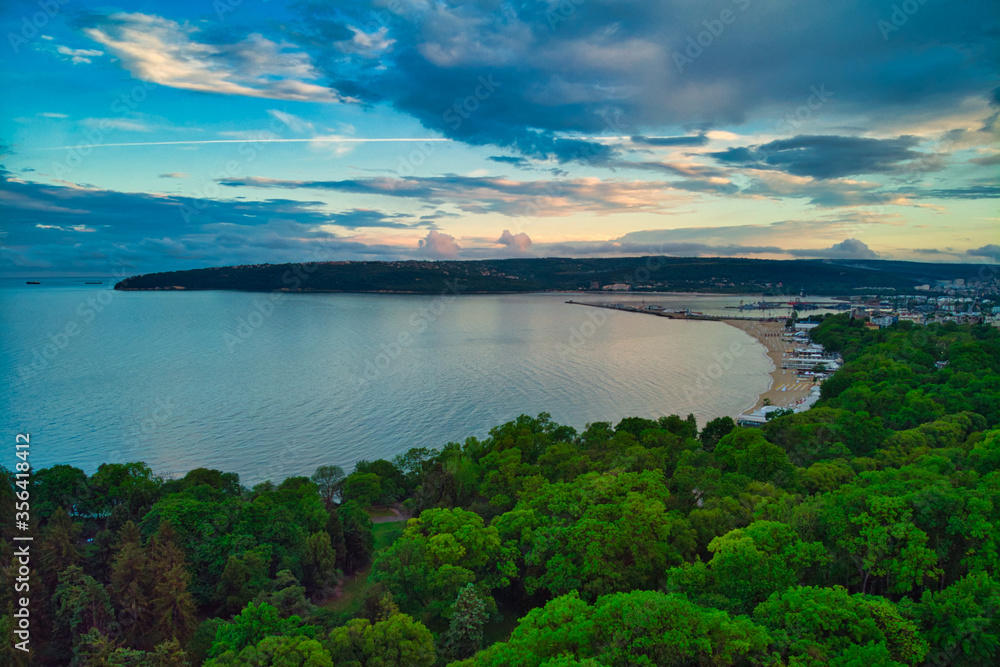Sunset from above the Varna sea garden