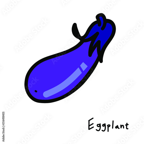 黒いろの縁取りのなすの手書き風ベクターイラスト