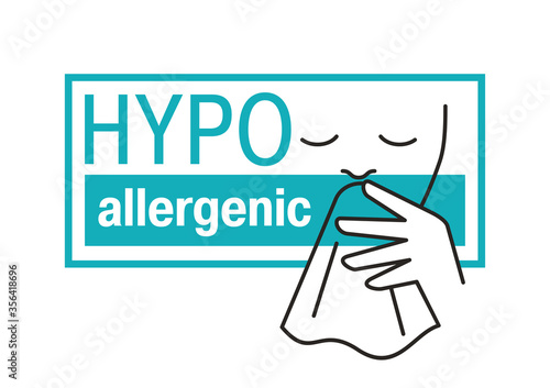 Hypoallergenic tested sign icon. Human (allergic person) blown out - hypoallergenic package warning label or dermatology test sign - flat vector sticker