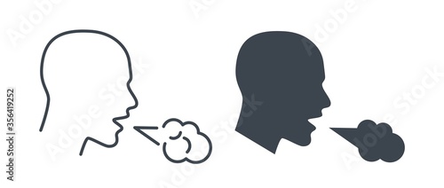 Cough icon. Man coughing and sneezing. Pneumonia, infectious diseases with phlegm in throat, symbol for web or mobile app button vector sign