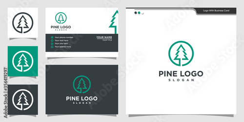 Modern pine logo illustration. natural, nature, health, outdoor, Premium Vector