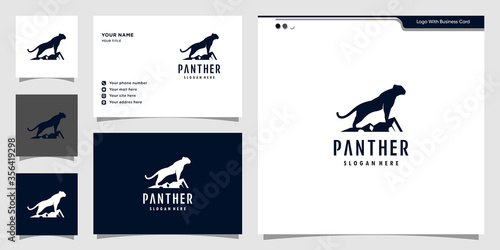 Black panther logo illustration. strong, black, power, wild, Premium Vector