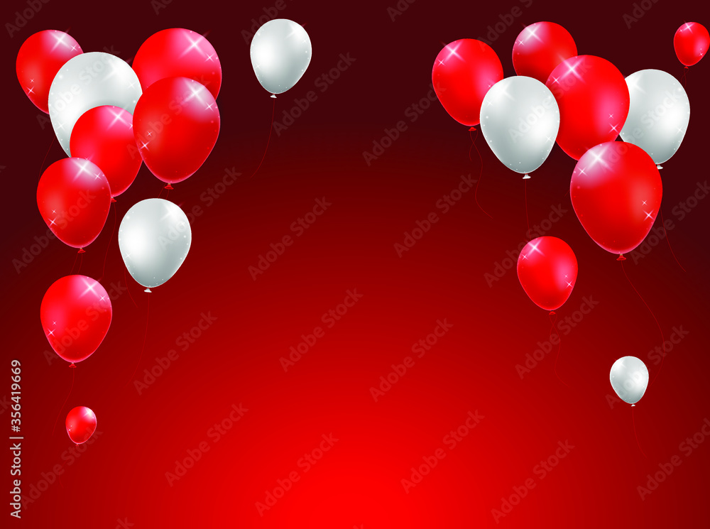 Realistic High Quality Poster Design with Red and White Balloons on Colored Background . Isolated Vector Elements Realistic High Quality Poster Design with Red and White Balloons on Colored Background . Isolated Vector Elements