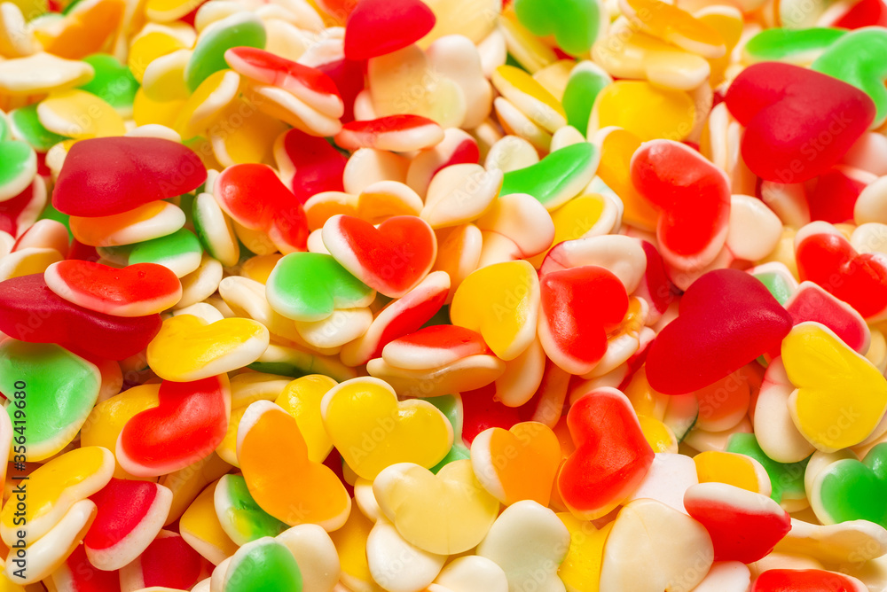 Juicy colorful jelly sweets. Gummy candies. Hearts. Juicy colorful jelly sweets. Gummy candies. Hearts.