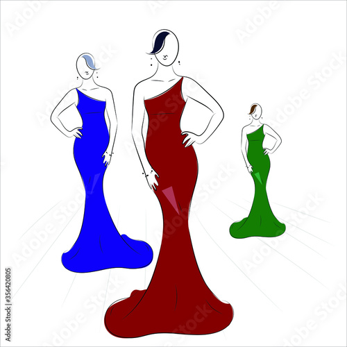 vector illustration of a woman in a red dress