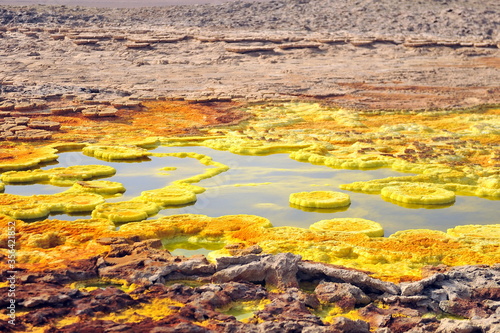 Etiopia. Dallol Lake  Ethiopia. The colorful landscape of Dallol lake in Crater of Dallol Volcano. Lake Dallol with its sulphur springs is the hottest place on the Earth.