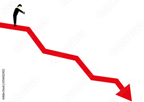 Person looking down a falling chart