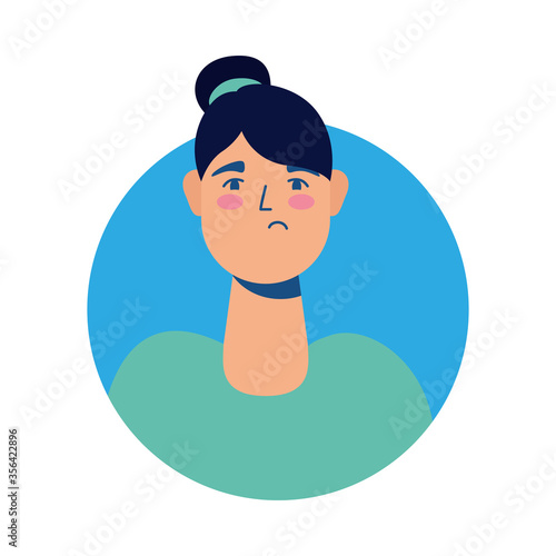 young woman sick avatar character