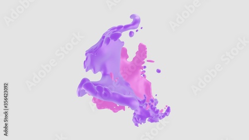 Fototapeta Naklejka Na Ścianę i Meble -  Colored splashes in abstract shape, isolated on white background. 3d rendering