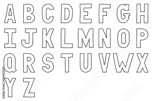 Black color hand drawing of uppercase english alphabet letter on white background