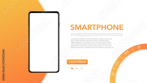 Realistick smartphone mockup can be a template for infographics or presentation of interface.views. Vector mobile device concept. Frame less smartphone. Vector Illustration UI UX design