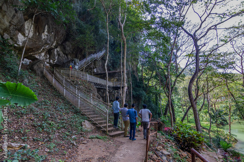 Visitor were seen enjoying the nature view outside the Kelam Cave in Perlis, Malaysia. photo