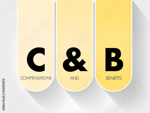 C&B - Compensations & Benefits acronym, business concept background