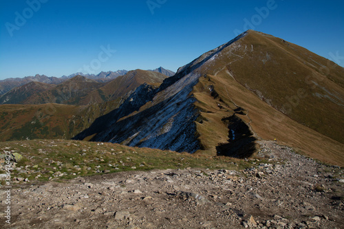 Western Tatra mountains before sunset during late autumn, Malopolskie, Poland.