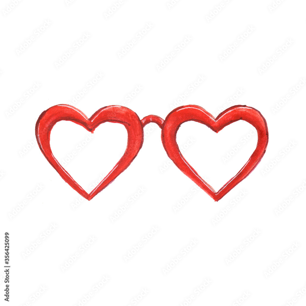 Watercolor illustration of red glasses on a white background
Watercolor illustration of red glasses on a white background