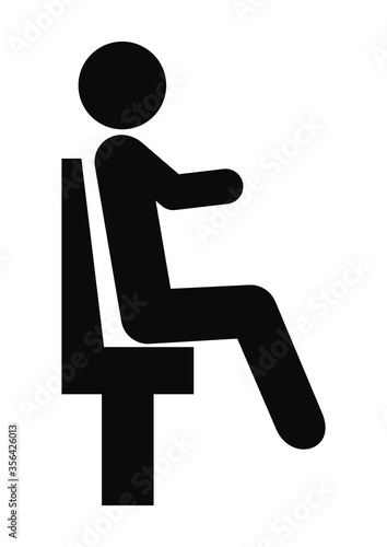 chair and person, black silhouette, vector icon