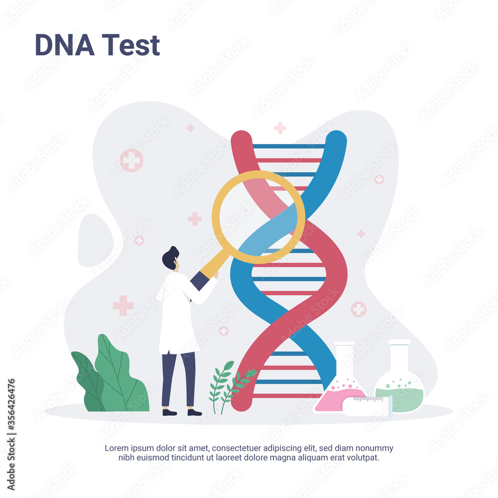 DNA test concept with doctor character in flat design