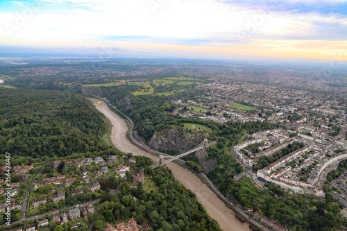 Quadro su tela River Avon seen from Bristol aerial view