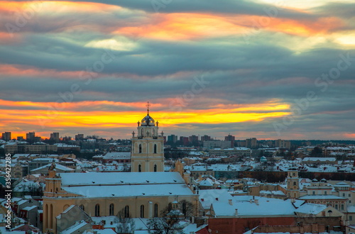 Vilnius skyline at sunset