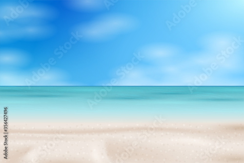 Tropical Beach landscape. Sea panorama. Vector background illustration