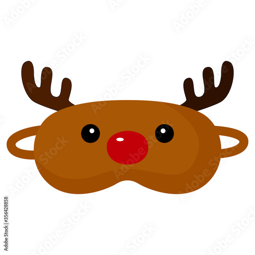 Children sleep mask deer on white background. Face mask for sleeping human isolated in flat style