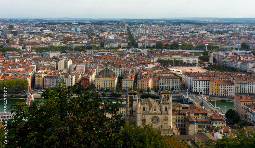 Lyon, Francia vistas desde la Basílica Notre-Dame de Fourvière