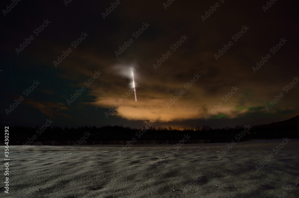 custom made wallpaper toronto digitallong winter field with airplane light and aurora borealis on the night sky
