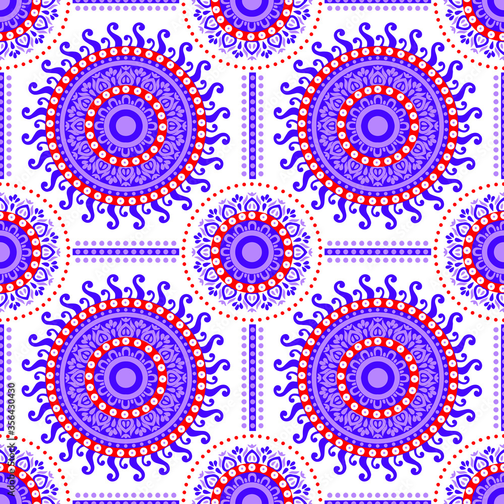 vector seamless paisley damask pattern with circles