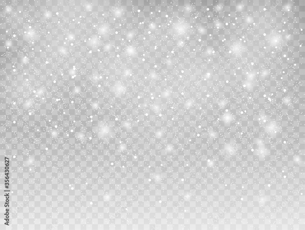 Seamless realistic falling snow or snowflakes in winter on grey transparent background. Vector Isolated Illustration EPS 10 Seamless realistic falling snow or snowflakes in winter on grey transparent background. Vector Isolated Illustration EPS 10