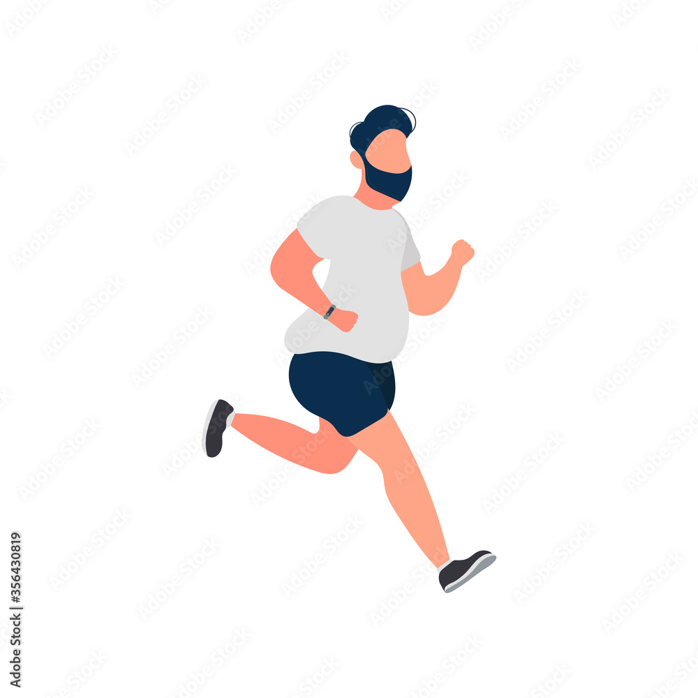 Fat man is running. Running fat guy. The concept of weight loss and a healthy lifestyle. Isolated. Vector Fat man is running. Running fat guy. The concept of weight loss and a healthy lifestyle. Isolated. Vector