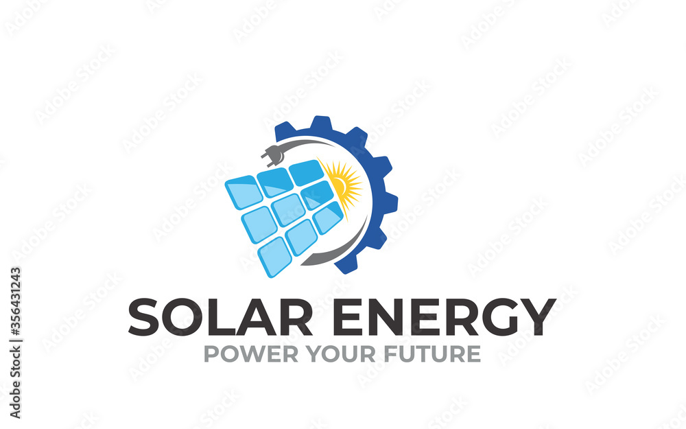 Fototapeta premium Creative innovation solar energy power vector logo design