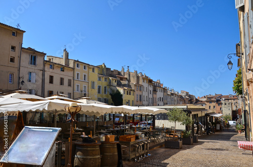 Aix-en-Provence, France, outdoor restaurants between traditional french houses