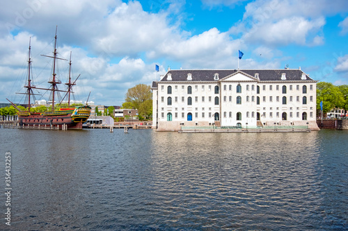 Photography City scenic from Amsterdam harbor in the Netherlands