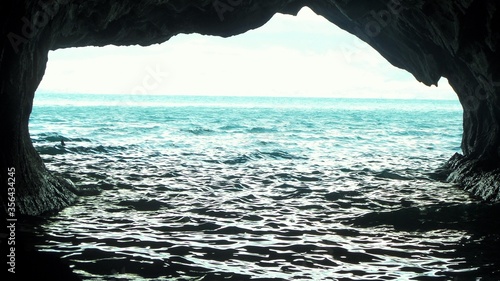 exit to the lake from inside the cave 