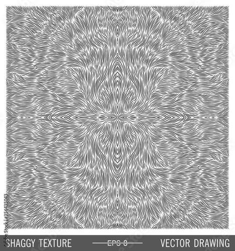 Shaggy texture. Simple and quality monochrome furry pattern. Vector handmade print