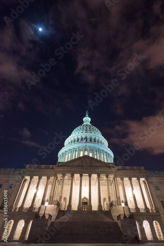 Obraz na plátne U.S. Capital Dome at night with clouds, Washington, D.C.