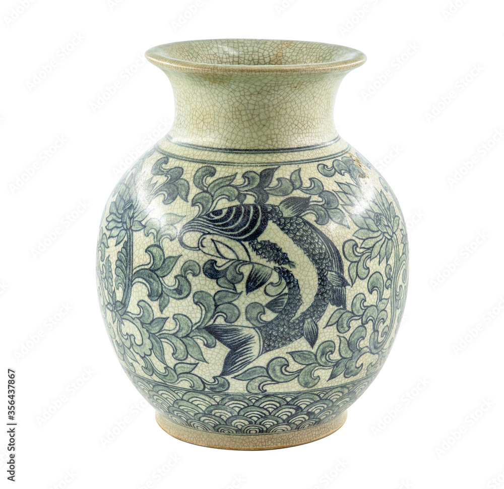 a traditional chinese porcelain vase with in blue colored
