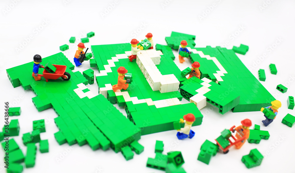 HONG KONG; JULY 25 lego minifigure with the set of city lego in hong