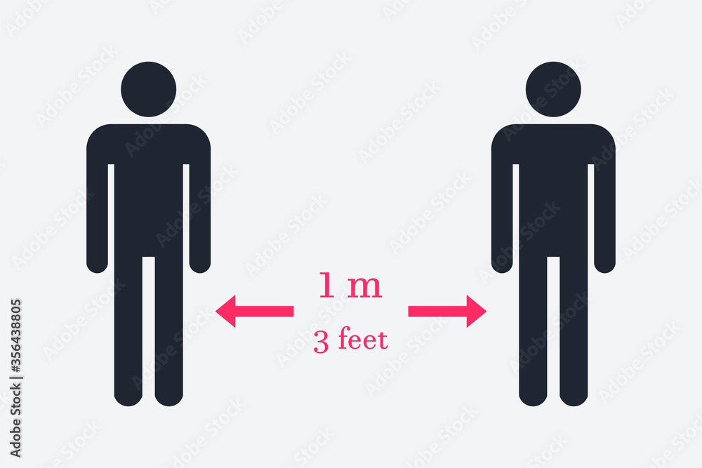 Keep distance sign. Coronovirus epidemic protective equipment. Preventive measures. Steps to protect yourself. Keep the 1 meter distance. Vector illustration. Keep distance sign. Coronovirus epidemic protective equipment. Preventive measures. Steps to protect yourself. Keep the 1 meter distance. Vector illustration.