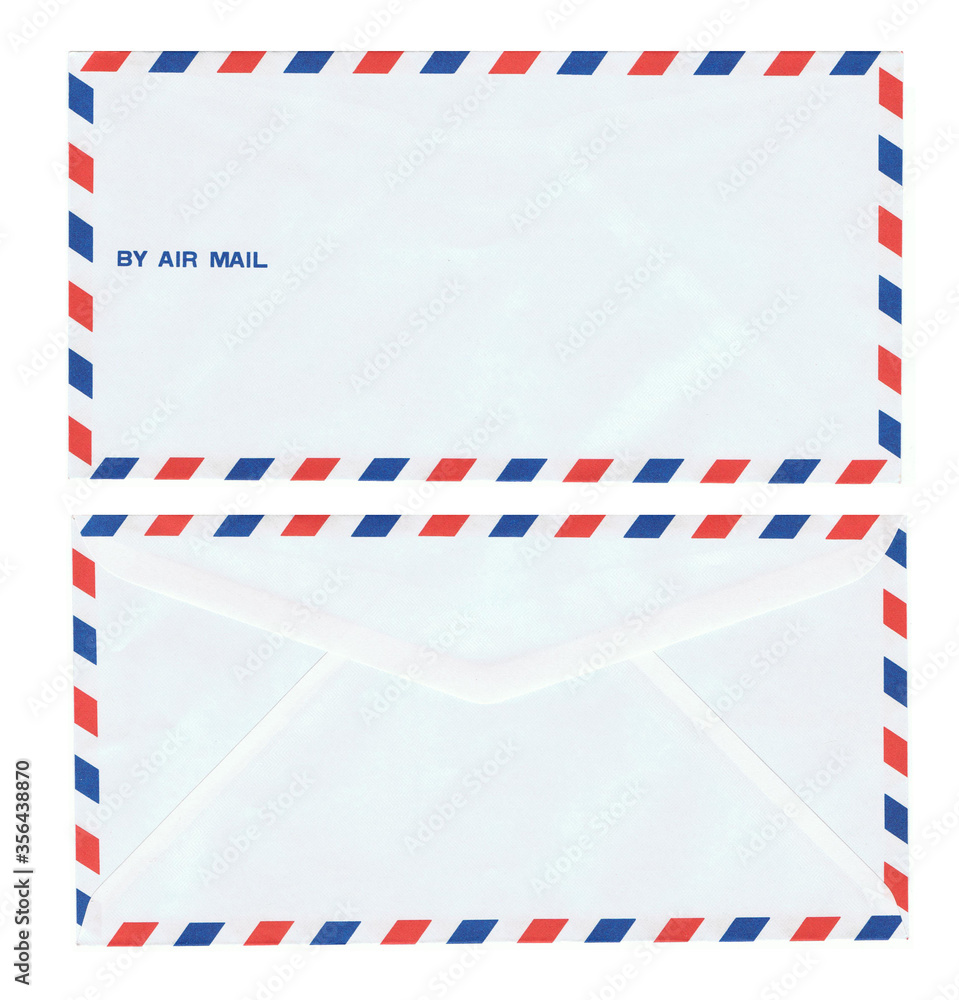 Envelopes international air mail / Real old style red blue envelopes: front and back Envelopes international air mail / Real old style red blue envelopes: front and back