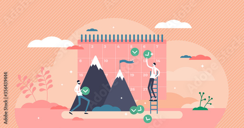Monthly goals vector illustration. Plan control flat tiny persons concept.