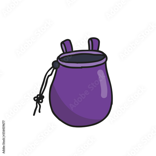 chalk bag for climbing doodle icon, vector illustration