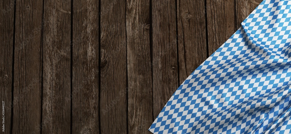 Rustic background for Oktoberfest with bavarian white and blue - 3D rendering Rustic background for Oktoberfest with bavarian white and blue - 3D rendering