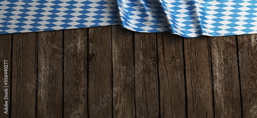 Rustic background for Oktoberfest with bavarian white and blue - 3D rendering